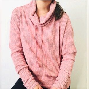 Anthropologie Saturday Sunday Cozy Pink Cowl Neck Sweater